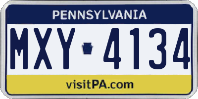 PA license plate MXY4134
