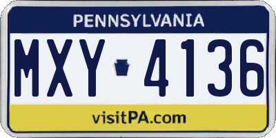 PA license plate MXY4136