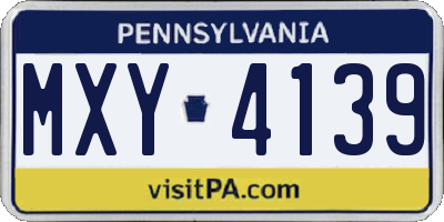 PA license plate MXY4139