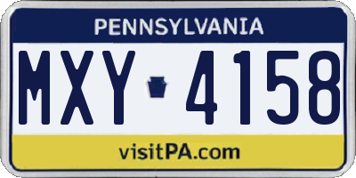 PA license plate MXY4158