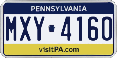 PA license plate MXY4160