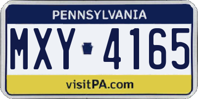 PA license plate MXY4165