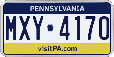 PA license plate MXY4170