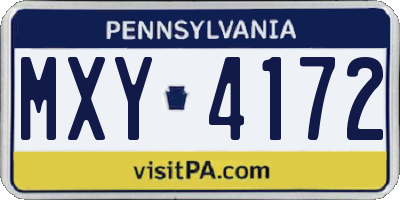PA license plate MXY4172