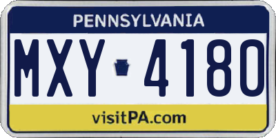 PA license plate MXY4180