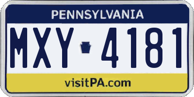 PA license plate MXY4181