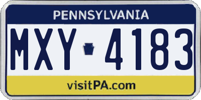 PA license plate MXY4183