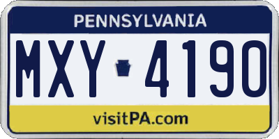 PA license plate MXY4190