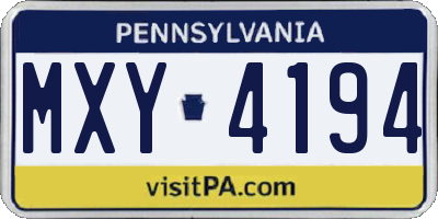PA license plate MXY4194