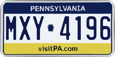 PA license plate MXY4196