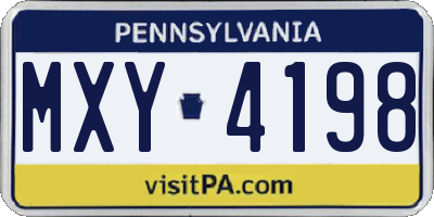 PA license plate MXY4198