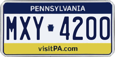 PA license plate MXY4200