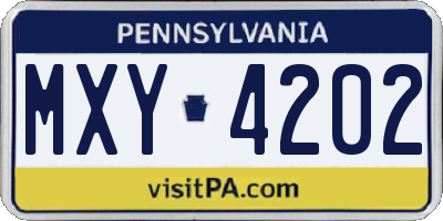 PA license plate MXY4202