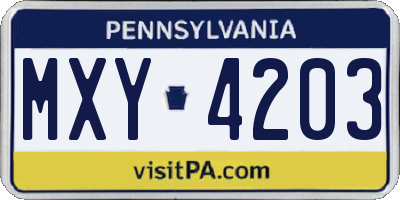 PA license plate MXY4203