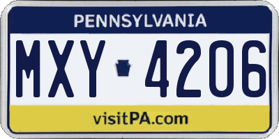 PA license plate MXY4206