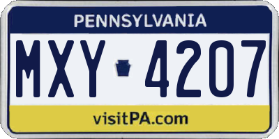 PA license plate MXY4207