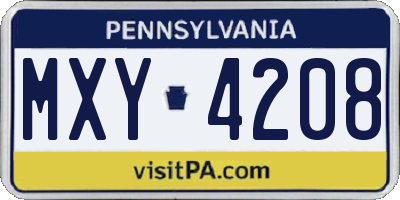 PA license plate MXY4208