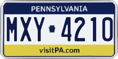 PA license plate MXY4210