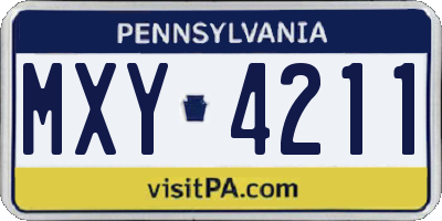 PA license plate MXY4211