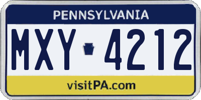 PA license plate MXY4212