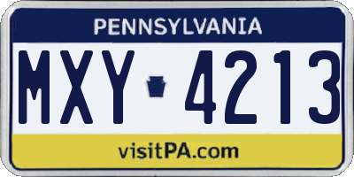PA license plate MXY4213