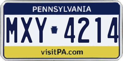 PA license plate MXY4214