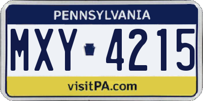 PA license plate MXY4215