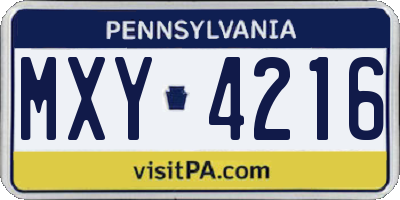 PA license plate MXY4216