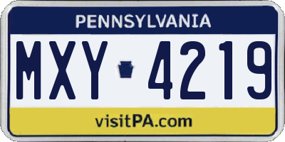 PA license plate MXY4219