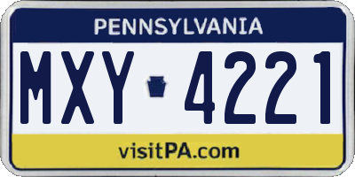 PA license plate MXY4221