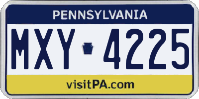 PA license plate MXY4225