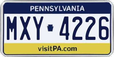 PA license plate MXY4226