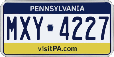 PA license plate MXY4227