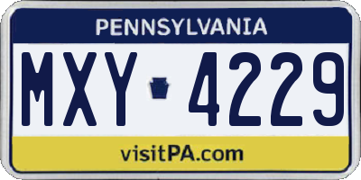 PA license plate MXY4229
