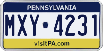 PA license plate MXY4231