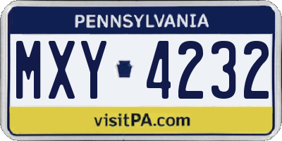 PA license plate MXY4232