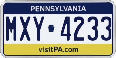 PA license plate MXY4233