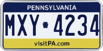 PA license plate MXY4234