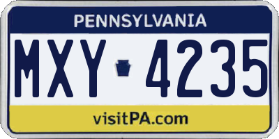 PA license plate MXY4235