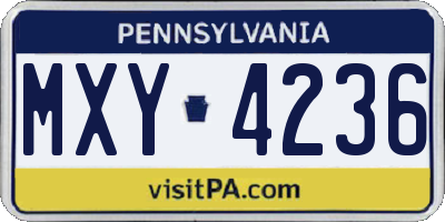 PA license plate MXY4236