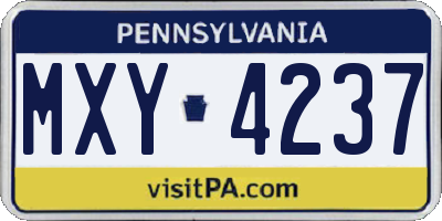 PA license plate MXY4237