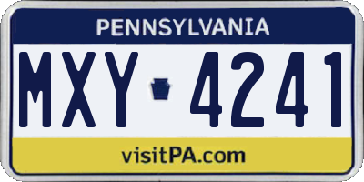 PA license plate MXY4241