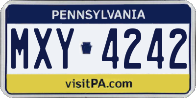 PA license plate MXY4242