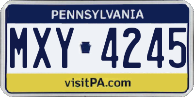 PA license plate MXY4245