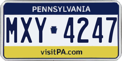 PA license plate MXY4247