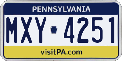 PA license plate MXY4251
