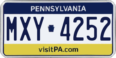 PA license plate MXY4252