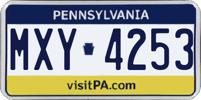 PA license plate MXY4253