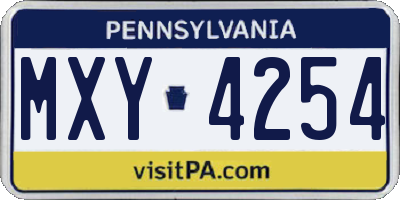 PA license plate MXY4254