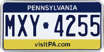 PA license plate MXY4255